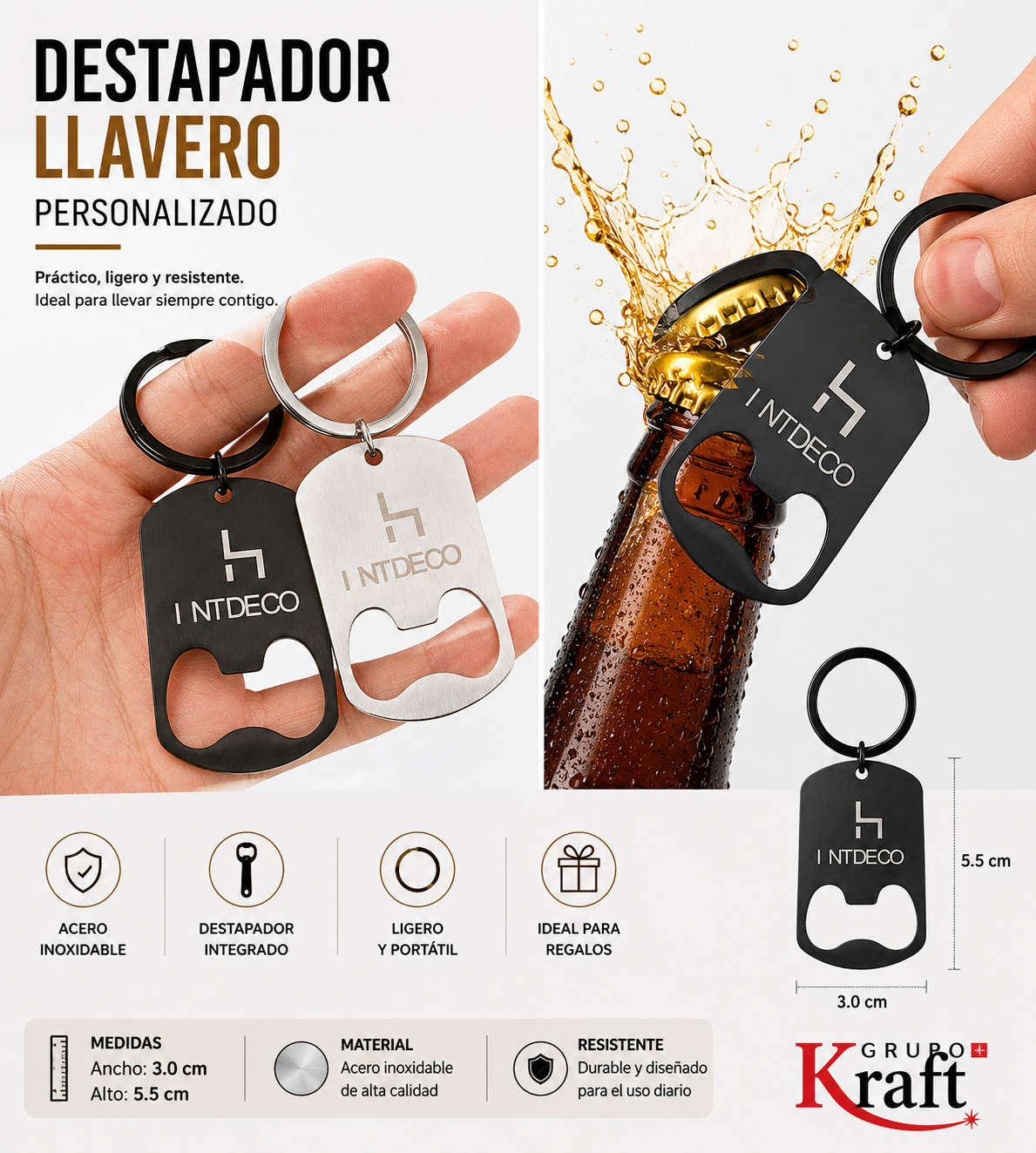 Destapador Llavero Metálico Personalizado
